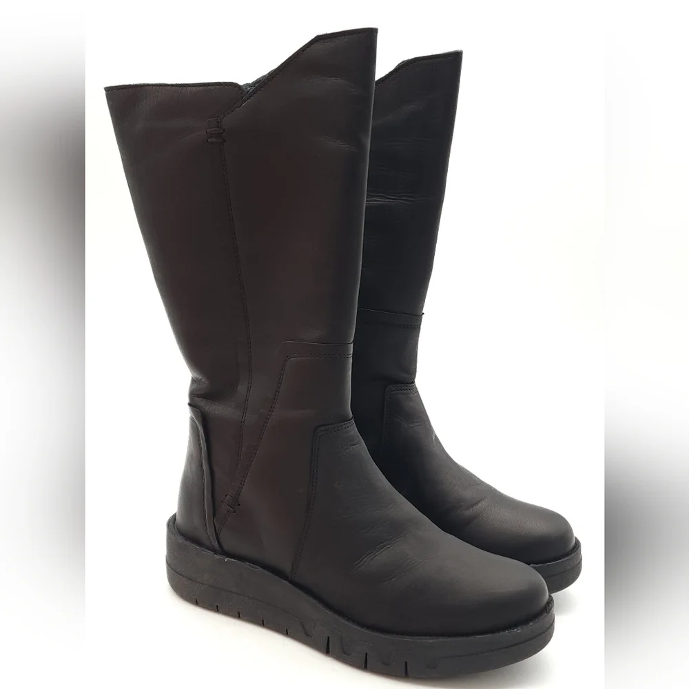 Miz Mooz Lear Black Leather Zip Up Mid Calf Boots - Picture 2 of 10